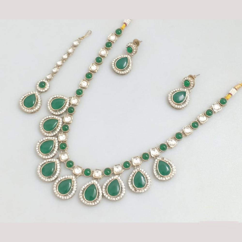 Rajwadi Collection Royal Look Pota Stone Necklace Set