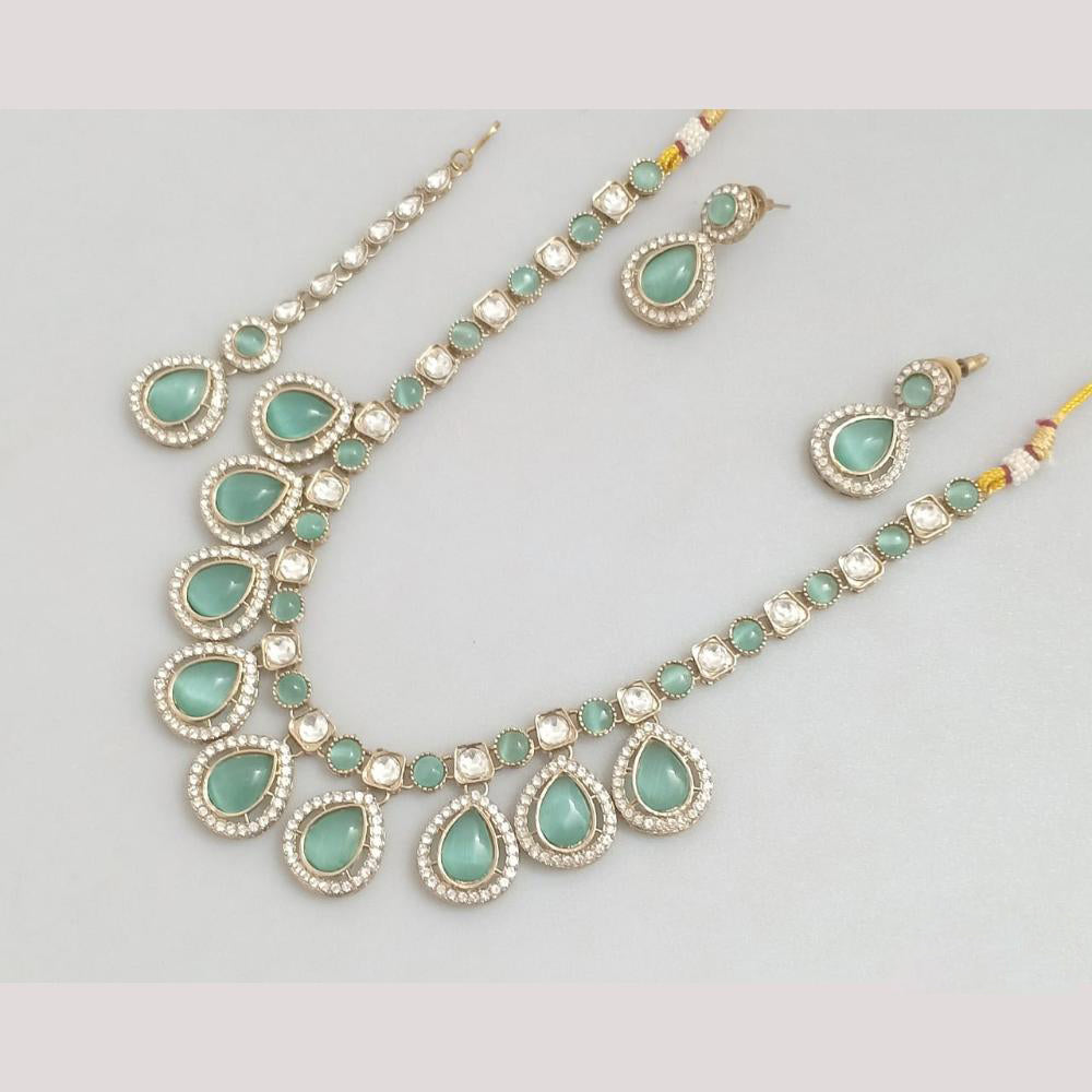 Rajwadi Collection Royal Look Pota Stone Necklace Set
