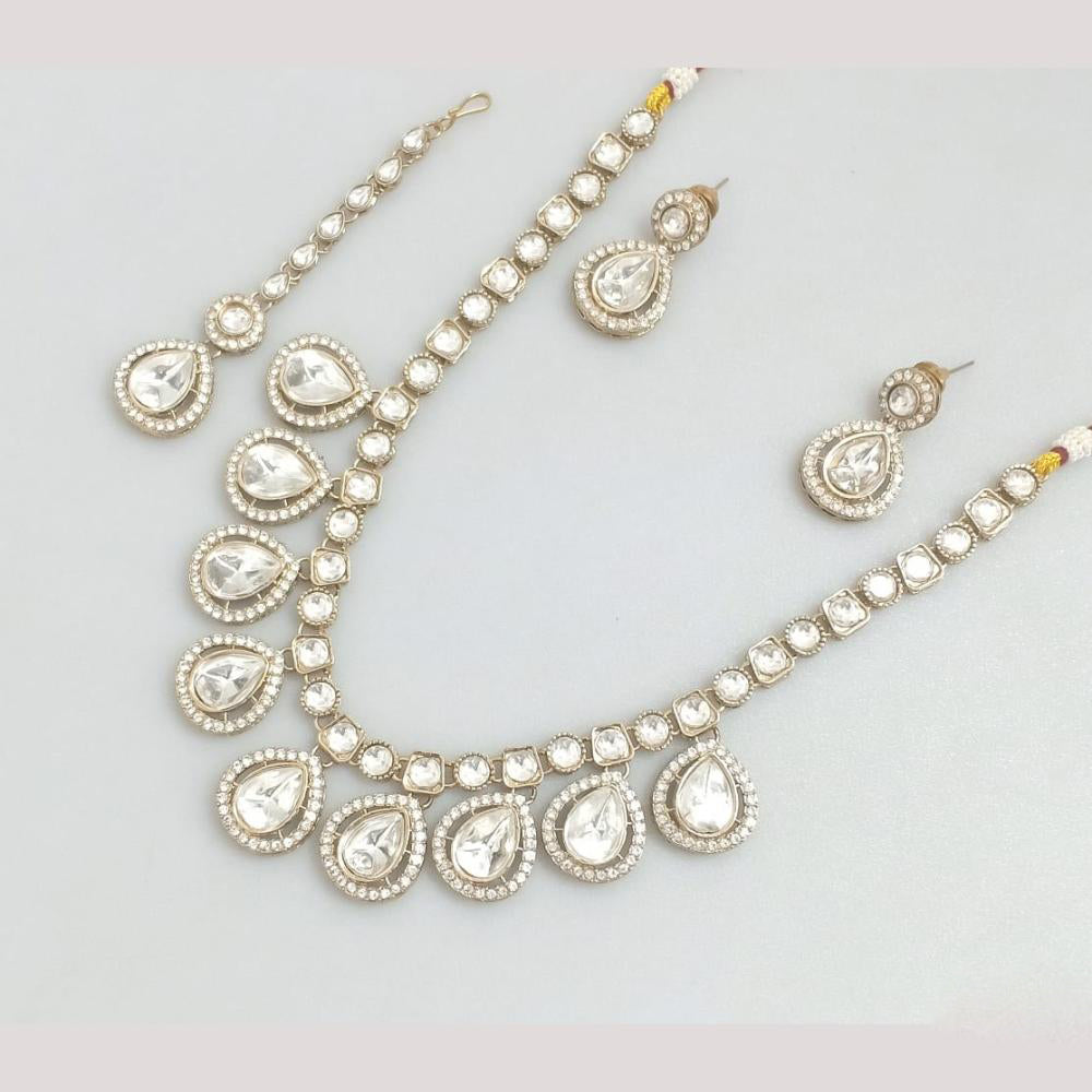 Rajwadi Collection Royal Look Pota Stone Necklace Set