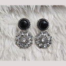 Rajwadi Collection Boho Oxidised Plated Pota Stone Detailing Dangler Earrings