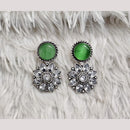 Rajwadi Collection Boho Oxidised Plated Pota Stone Detailing Dangler Earrings