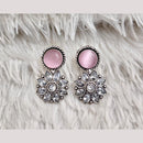 Rajwadi Collection Boho Oxidised Plated Pota Stone Detailing Dangler Earrings