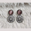 Rajwadi Collection Boho Oxidised Plated Pota Stone Detailing Dangler Earrings