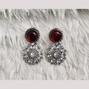 Rajwadi Collection Boho Oxidised Plated Pota Stone Detailing Dangler Earrings