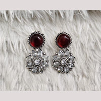 Rajwadi Collection Boho Oxidised Plated Pota Stone Detailing Dangler Earrings