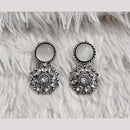 Rajwadi Collection Boho Oxidised Plated Pota Stone Detailing Dangler Earrings