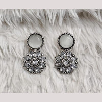 Rajwadi Collection Boho Oxidised Plated Pota Stone Detailing Dangler Earrings