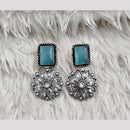 Rajwadi Collection Boho Oxidised Plated Pota Stone Detailing Dangler Earrings