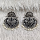 Rajwadi Collection Boho Oxidised Plated Crystal Stone And Pearl Dangler Earrings