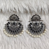Rajwadi Collection Boho Oxidised Plated Crystal Stone And Pearl Dangler Earrings