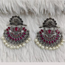 Rajwadi Collection Boho Oxidised Plated Crystal Stone And Pearl Dangler Earrings