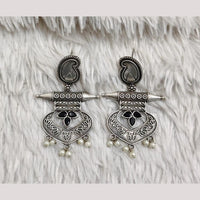 Rajwadi Collection Boho Oxidised Plated Crystal Stone And Pearl Dangler Earrings