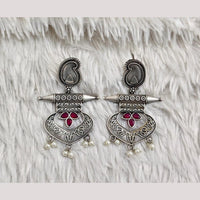 Rajwadi Collection Boho Oxidised Plated Crystal Stone And Pearl Dangler Earrings