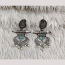 Rajwadi Collection Boho Oxidised Plated Crystal Stone And Pearl Dangler Earrings