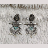 Rajwadi Collection Boho Oxidised Plated Crystal Stone And Pearl Dangler Earrings