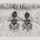 Rajwadi Collection Boho Oxidised Plated Crystal Stone And Pearl Dangler Earrings