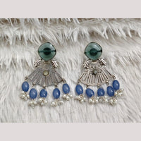 Rajwadi Collection Boho Oxidised Plated Pota Stone Beads Dangler Earrings