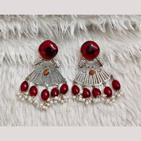 Rajwadi Collection Boho Oxidised Plated Pota Stone Beads Dangler Earrings