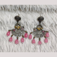 Rajwadi Collection Boho Oxidised Plated Pota Stone Beads Dangler Earrings