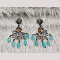 Rajwadi Collection Boho Oxidised Plated Pota Stone Beads Dangler Earrings