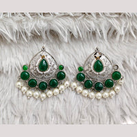 Rajwadi Collection Boho Oxidised Plated Pota Stone Detailing Dangler Earrings