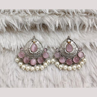 Rajwadi Collection Boho Oxidised Plated Pota Stone Detailing Dangler Earrings
