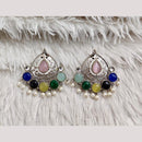 Rajwadi Collection Boho Oxidised Plated Pota Stone Detailing Dangler Earrings