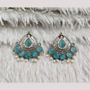 Rajwadi Collection Boho Oxidised Plated Pota Stone Detailing Dangler Earrings