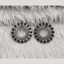 Rajwadi Collection Boho Oxidised Plated Crystal Stone And Pearl Dangler Earrings