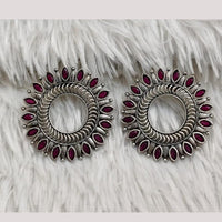 Rajwadi Collection Boho Oxidised Plated Crystal Stone And Pearl Dangler Earrings