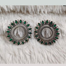 Rajwadi Collection Boho Oxidised Plated Crystal Stone And Pearl Dangler Earrings
