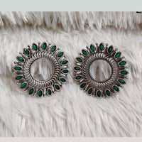 Rajwadi Collection Boho Oxidised Plated Crystal Stone And Pearl Dangler Earrings