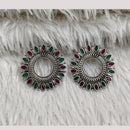 Rajwadi Collection Boho Oxidised Plated Crystal Stone And Pearl Dangler Earrings