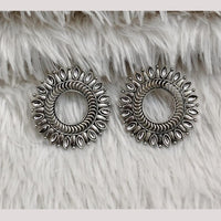 Rajwadi Collection Boho Oxidised Plated Crystal Stone And Pearl Dangler Earrings