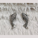 Rajwadi Collection Oxidised Plated Unique Fish Shape Dangler Earrings