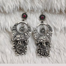 Rajwadi Collection Boho Stylish Oxidised Plated Pota Stone And Pearl Jhumki Earrings 