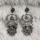 Rajwadi Collection Boho Stylish Oxidised Plated Pota Stone And Pearl Jhumki Earrings