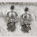 Rajwadi Collection Boho Stylish Oxidised Plated Pota Stone And Pearl Jhumki Earrings