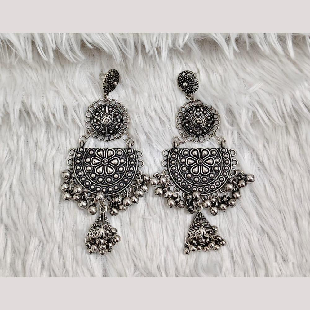Rajwadi Collection Boho Stylish Oxidised Plated Pearl Jhumki Earrings
