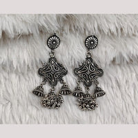 Rajwadi Collection Boho Stylish Oxidised Plated Pearl Jhumki Earrings 
