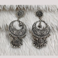 Rajwadi Collection Boho Stylish Oxidised Plated Pearl Jhumki Earrings 