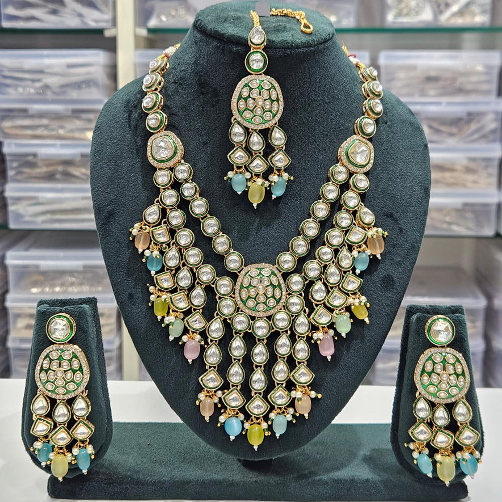 Rajwadi Collection Regal Radiance Layered Kundan Necklace for Grand Occasions
