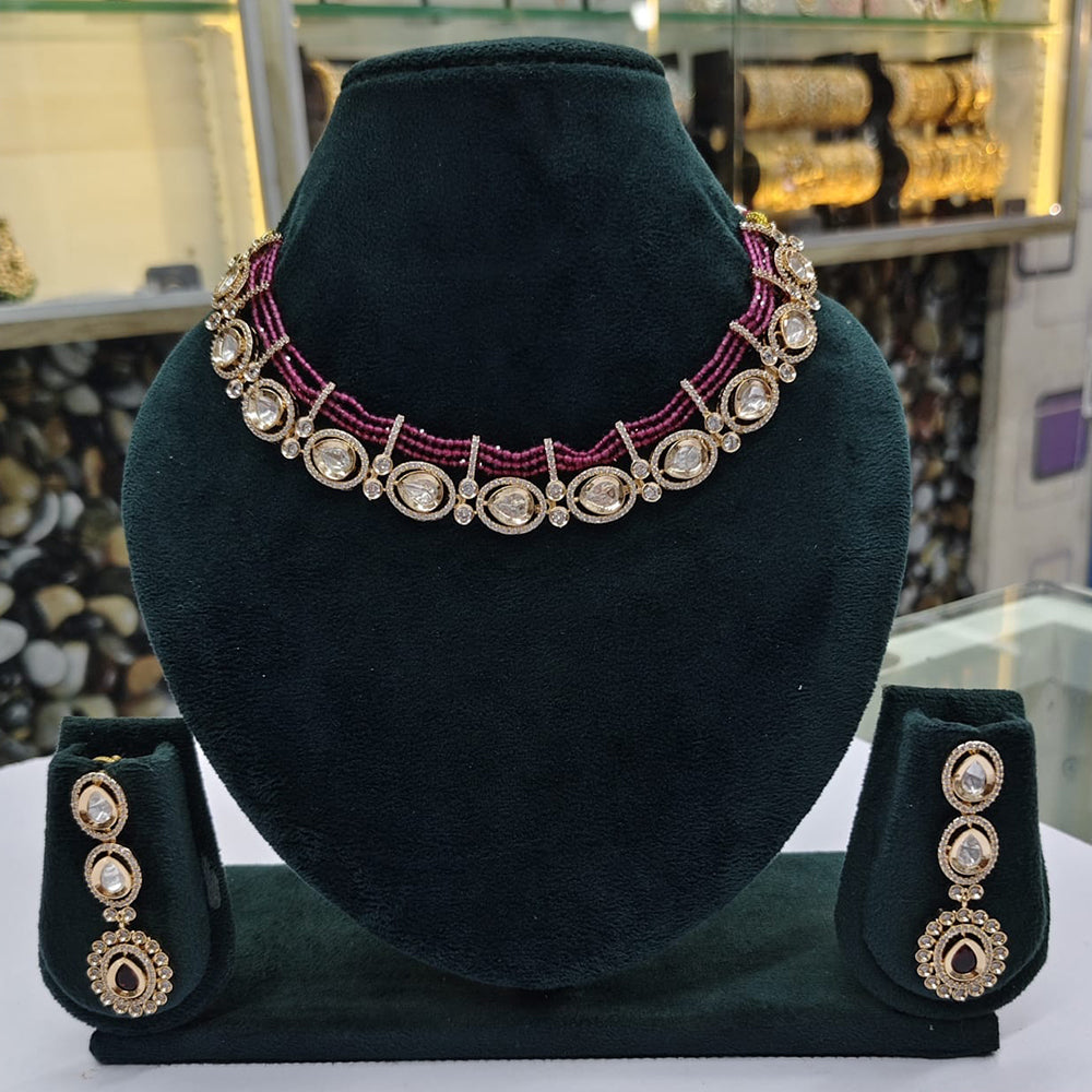 Rajwadi Collection Designer Polki Kundan Stone And Pearl Jewellery Necklace Set