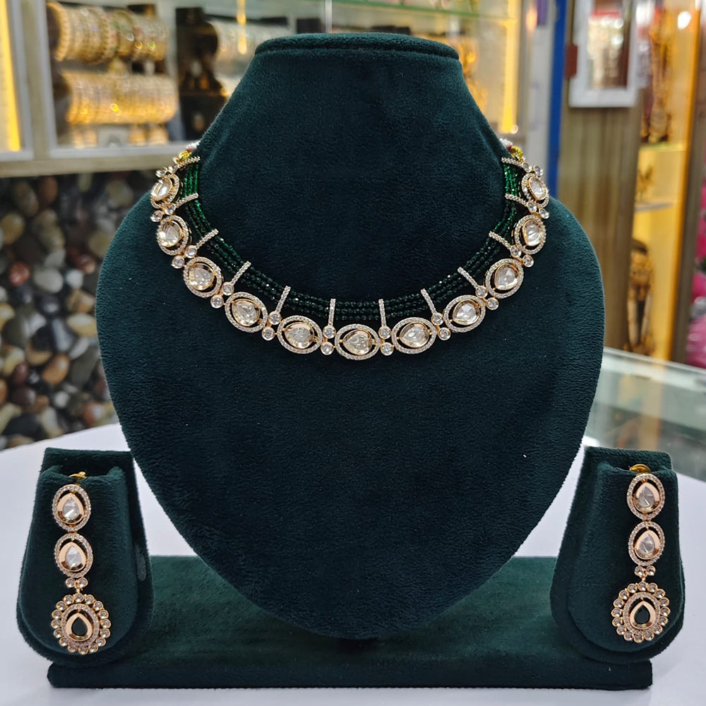 Rajwadi Collection Designer Polki Kundan Stone And Pearl Jewellery Necklace Set