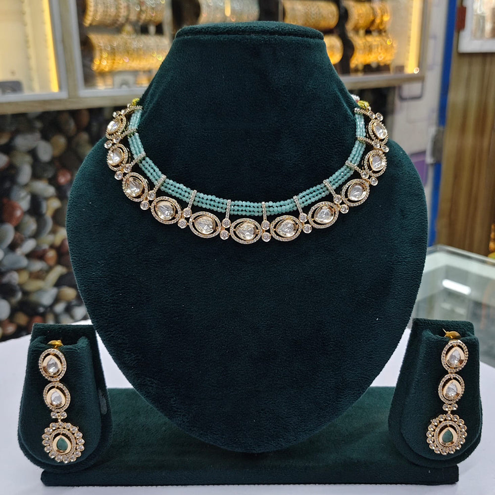 Rajwadi Collection Designer Polki Kundan Stone And Pearl Jewellery Necklace Set