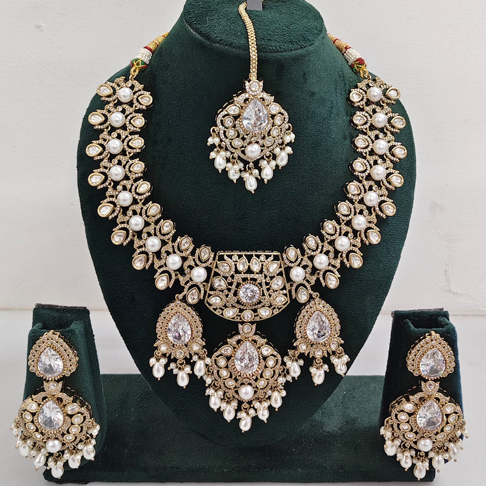 Rajwadi Collection Designer Polki Kundan Stone And Beads Jewellery Necklace Set