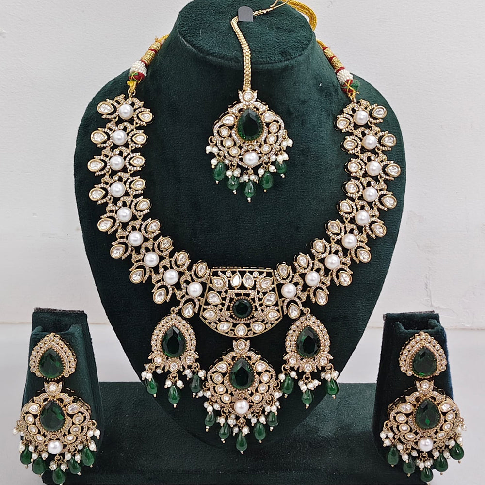 Rajwadi Collection Designer Polki Kundan Stone And Beads Jewellery Necklace Set