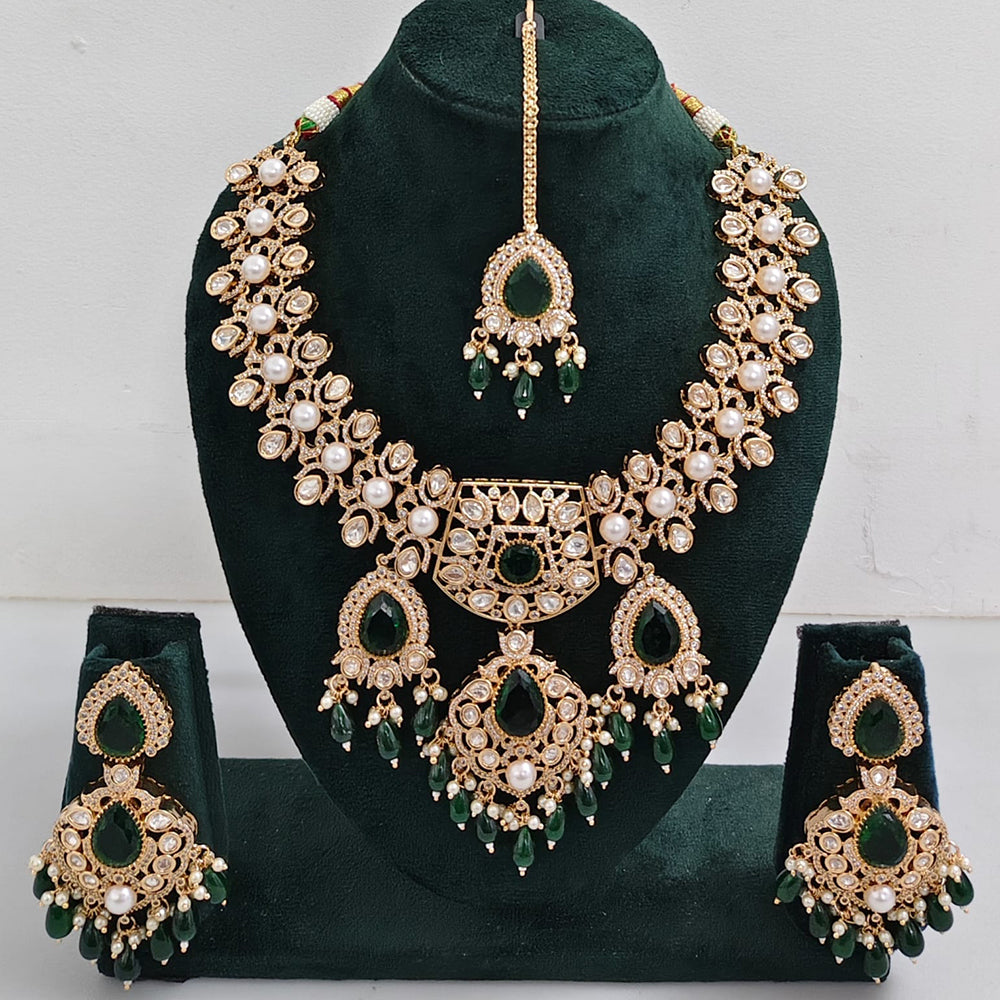Rajwadi Collection Designer Polki Kundan Stone And Beads Jewellery Necklace Set