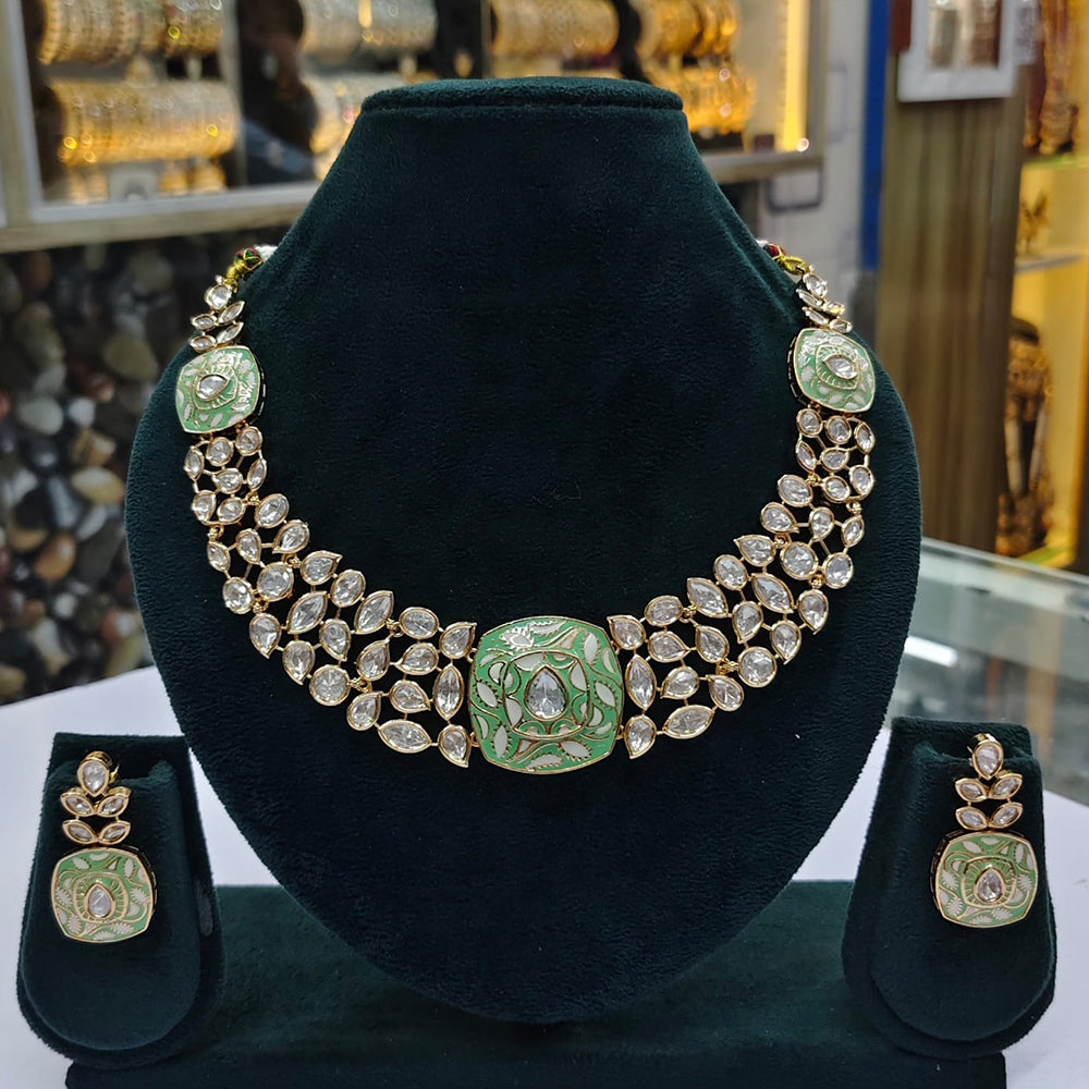 Rajwadi Collection Classic Polki Kundan And Meenakari Ethnic Necklace Set