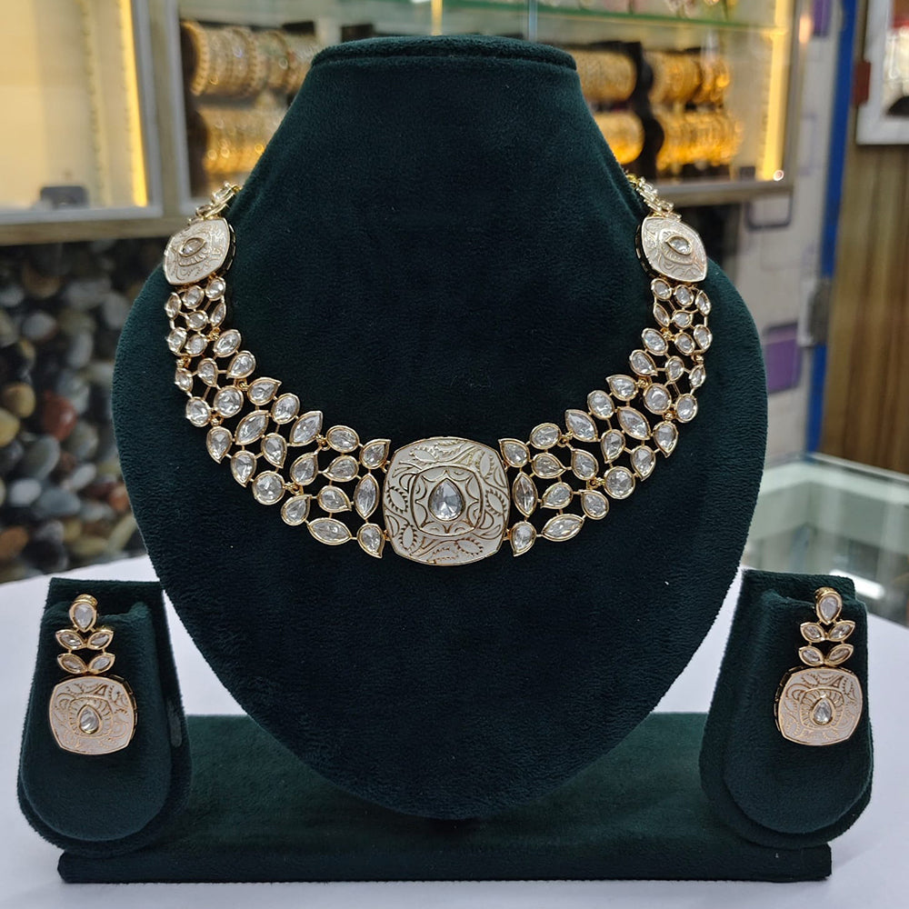 Rajwadi Collection Classic Polki Kundan And Meenakari Ethnic Necklace Set